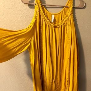 Yellow Cold shoulder top
